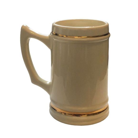 CERAMIC BEER MUG Made in USA Family Crest “Martin” Crest 22k Gold Band Trim - Picture 4 of 8